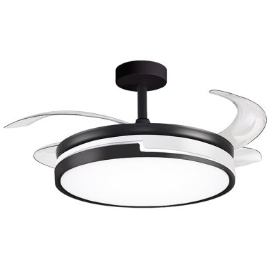 Ventoinha de tecto ROBIN ECO preta, 4 palas retráteis, 72W LED 3000|3500|6000K, Alt.30/40xD.107/50cm