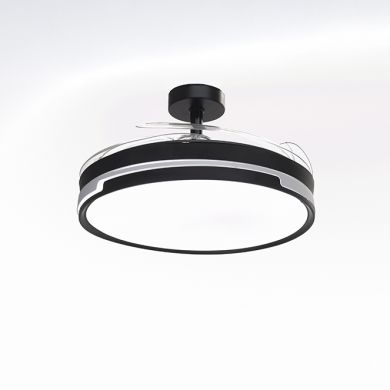 Ventoinha de tecto ROBIN ECO preta, 4 palas retráteis, 72W LED 3000|3500|6000K, Alt.30/40xD.107/50cm
