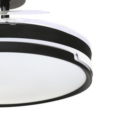 Ventoinha de tecto ROBIN ECO preta, 4 palas retráteis, 72W LED 3000|3500|6000K, Alt.30/40xD.107/50cm