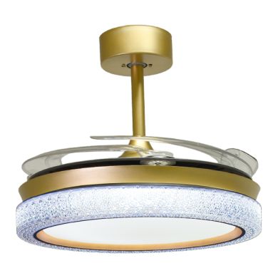 Ceiling fan DC ACANTO gold, 4 retractable blades, 72W LED 3000|4000|6000K, H.35xD.108/50cm