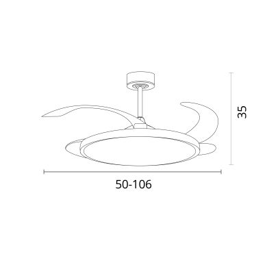 Ceiling fan DC SLIM wood, 4 retractable blades, 72W LED 3000|4000|6000K, H.35xD.106/50cm