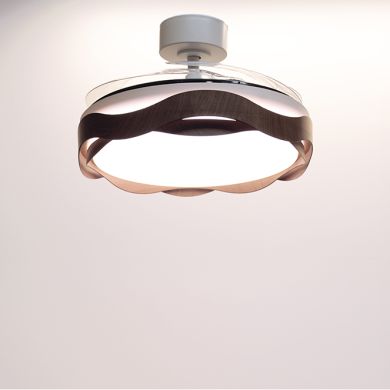 Ceiling fan DC ONDAS oak, 4 retractable blades, 72W LED 3000|4000|6000K, H.35xD.108/50cm