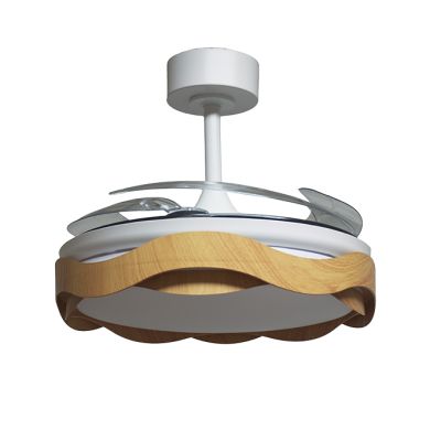 Ventoinha de tecto ONDAS madeira, 4 palas retráteis, 72W LED 3000|4000|6000K, Alt.35xD.108/50cm