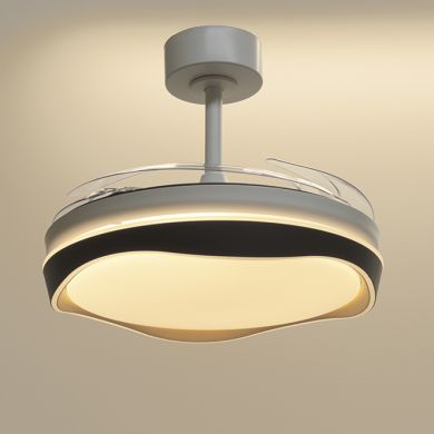 Ceiling fan DC ALMATI black-gold, 4 retractable blades, 72W LED 3000|4000|6000K, H.35xD.108/50cm