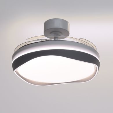 Ventoinha de tecto ALMATI branco/prata, 4palas retráteis, 72W LED 3000|4000|6000K, Alt.35xD.108/50cm