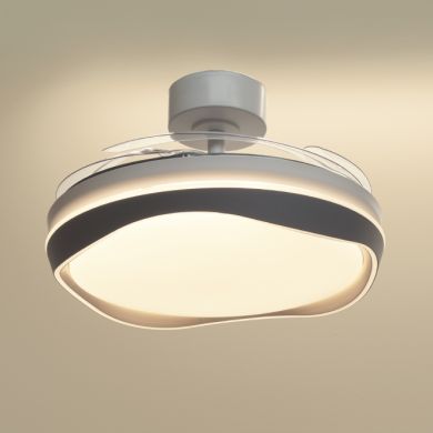 Ventoinha de tecto ALMATI branco/prata, 4palas retráteis, 72W LED 3000|4000|6000K, Alt.35xD.108/50cm