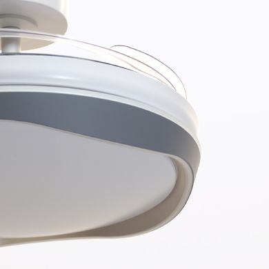 Ventoinha de tecto ALMATI branco/prata, 4palas retráteis, 72W LED 3000|4000|6000K, Alt.35xD.108/50cm