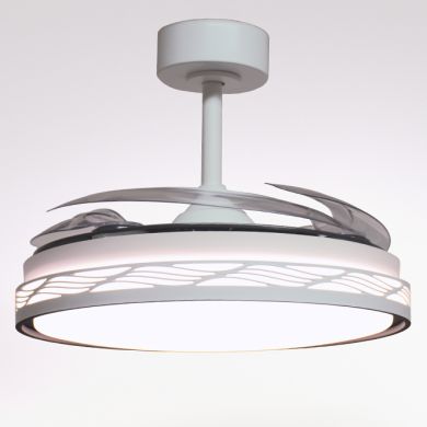 Ventoinha de tecto RIGA branco/preto, 4 palas retráteis, 72W LED 3000|4000|6000K, Alt.35xD.108/50cm