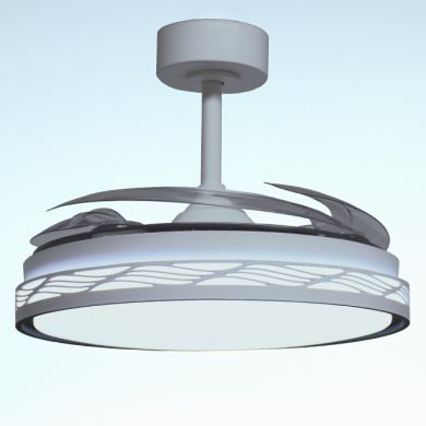 Ventoinha de tecto RIGA branco/preto, 4 palas retráteis, 72W LED 3000|4000|6000K, Alt.35xD.108/50cm