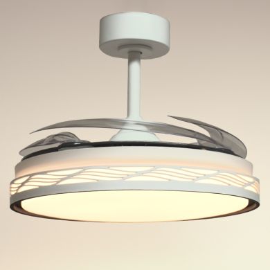 Ventoinha de tecto RIGA branco/preto, 4 palas retráteis, 72W LED 3000|4000|6000K, Alt.35xD.108/50cm