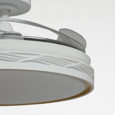 Ventoinha de tecto RIGA branco/ouro, 4 palas retráteis, 72W LED 3000|4000|6000K, Alt.35xD.108/50cm