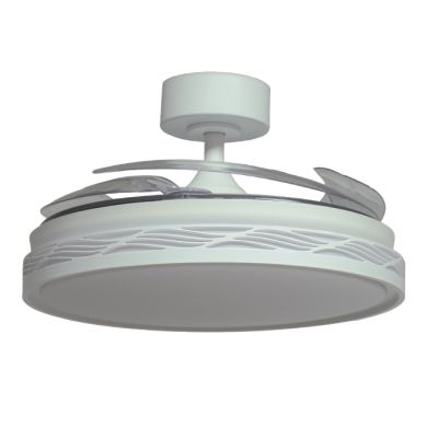Ventoinha de tecto RIGA branco/branca, 4 palas retráteis, 72W LED 3000|4000|6000K, Alt.35xD.108/50cm