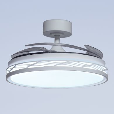 Ventoinha de tecto RIGA branco/branca, 4 palas retráteis, 72W LED 3000|4000|6000K, Alt.35xD.108/50cm