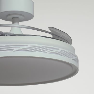 Ventoinha de tecto RIGA branco/branca, 4 palas retráteis, 72W LED 3000|4000|6000K, Alt.35xD.108/50cm