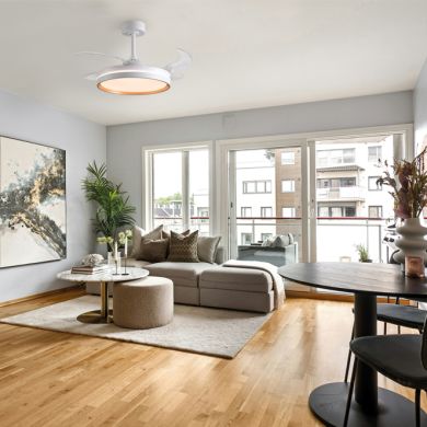 Ceiling fan DC AKRAN gold, 4 retractable blades, 72W LED 3000|4000|6000K, H.35xD.108/50cm