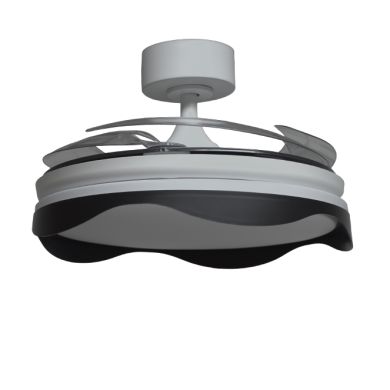 Ventoinha de tecto OLAS preta, 4 palas retráteis, 72W LED 3000|4000|6000K, Alt.35xD.108/50cm