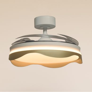 Ventoinha de tecto OLAS branca/ouro, 4 palas retráteis, 72W LED 3000|4000|6000K, Alt.35xD.108/50cm
