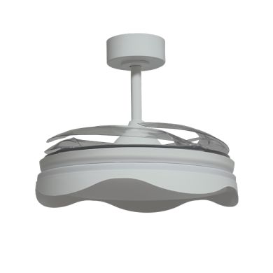 Ventoinha de tecto OLAS branca, 4 palas retráteis, 72W LED 3000|4000|6000K, Alt.35xD.108/50cm