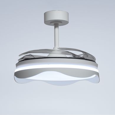 Ventoinha de tecto OLAS branca, 4 palas retráteis, 72W LED 3000|4000|6000K, Alt.35xD.108/50cm