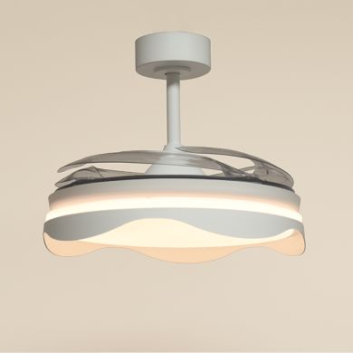 Ventoinha de tecto OLAS branca, 4 palas retráteis, 72W LED 3000|4000|6000K, Alt.35xD.108/50cm