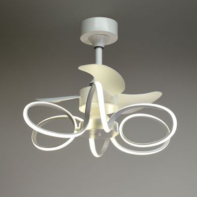 Ventilador DC KARLA blanco, 3 aspas, 65W+65W LED 3000|4000|6000K, Al.50xD.63cm