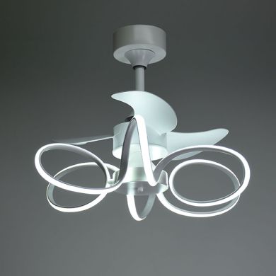Ventilador DC KARLA blanco, 3 aspas, 65W+65W LED 3000|4000|6000K, Al.50xD.63cm