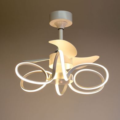 Ventilador DC KARLA blanco, 3 aspas, 65W+65W LED 3000|4000|6000K, Al.50xD.63cm