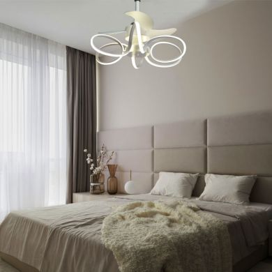 Ventilador DC KARLA blanco, 3 aspas, 65W+65W LED 3000|4000|6000K, Al.50xD.63cm