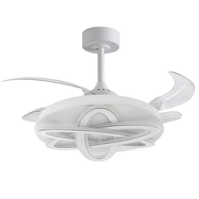 Ceiling fan DC SATURNO white, 4 retractable blades, 200W LED 3000|4000|6000K, H.35xD.108/50cm