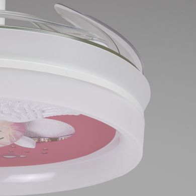 Ventoinha de tecto INFANTIL ANGEL branca,4 palas retráteis, 96W LED 3000|4000|6000K, Alt.35/45xD.91/