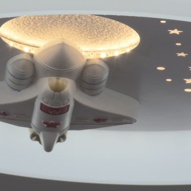 Ventoinha de tecto INFANTIL NAVE branca,4 palas retráteis, 96W LED 3000|4000|6000K, Alt.35/45xD.91/1
