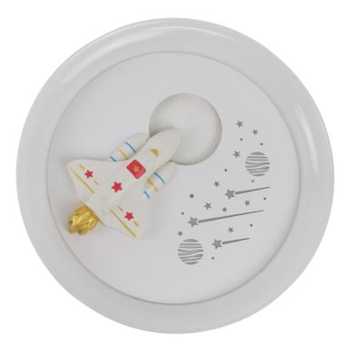 Ventoinha de tecto INFANTIL NAVE branca,4 palas retráteis, 96W LED 3000|4000|6000K, Alt.35/45xD.91/1