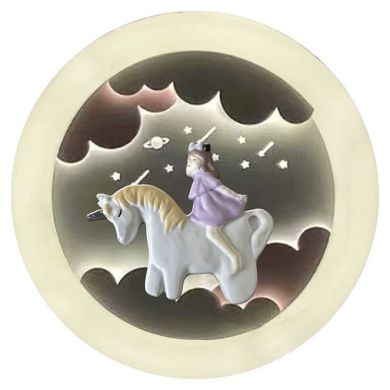 Ventoinha de tecto INFANTIL UNICORNIO branca,4 palas retráteis, 96W LED 3000|4000|6000K, Alt.35/45xD