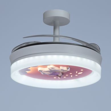 Ventoinha de tecto INFANTIL UNICORNIO branca,4 palas retráteis, 96W LED 3000|4000|6000K, Alt.35/45xD