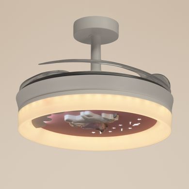 Ventoinha de tecto INFANTIL UNICORNIO branca,4 palas retráteis, 96W LED 3000|4000|6000K, Alt.35/45xD