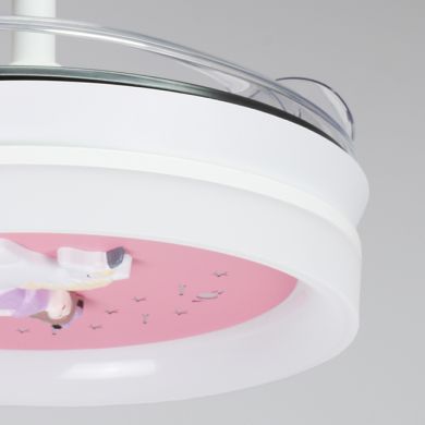 Ventoinha de tecto INFANTIL UNICORNIO branca,4 palas retráteis, 96W LED 3000|4000|6000K, Alt.35/45xD