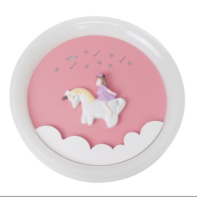 Ventoinha de tecto INFANTIL UNICORNIO branca,4 palas retráteis, 96W LED 3000|4000|6000K, Alt.35/45xD