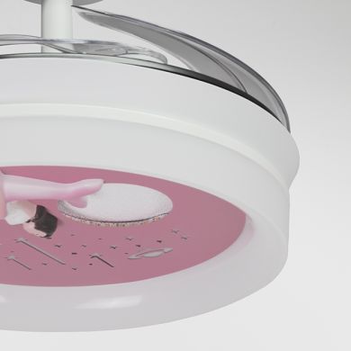 Ventoinha de tecto INFANTIL DELFIN branca,4 palas retráteis, 96W LED 3000|4000|6000K, Alt.35/45xD.91