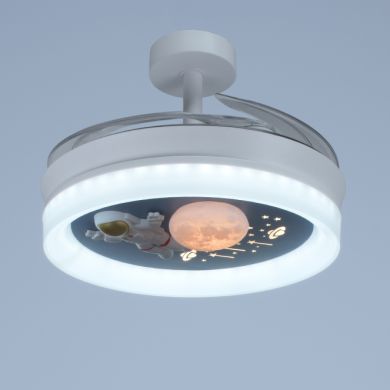 Ventoinha de tecto INFANTIL AMSTRONG branca,4 palas retráteis, 96W LED 3000|4000|6000K,Alt.35/45xD91
