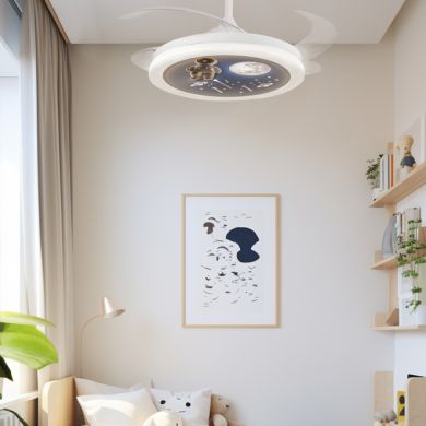 Ceiling fan DC INFANTIL AMSTRONG white,4 retractable blades,96W LED 3000|4000|6000K, H.35/45xD.91/40