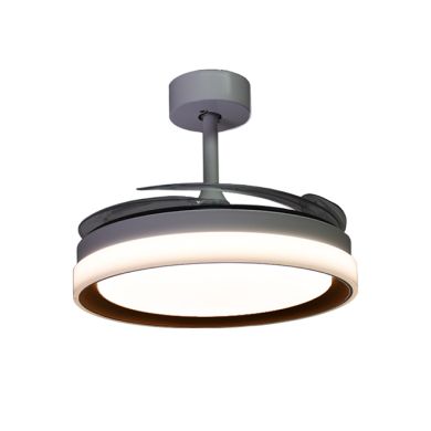 Ceiling fan DC KIGALI MINI white/brown, 4 retractable blades, 48W LED 3000|4000|6000K H.35xD.91/40cm