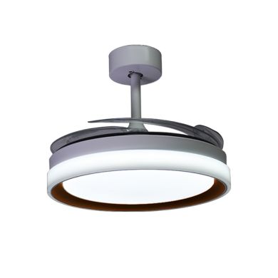Ceiling fan DC KIGALI MINI white/brown, 4 retractable blades, 48W LED 3000|4000|6000K H.35xD.91/40cm