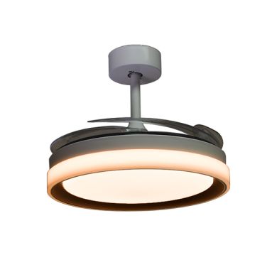 Ceiling fan DC KIGALI MINI white/brown, 4 retractable blades, 48W LED 3000|4000|6000K H.35xD.91/40cm