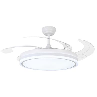 Ceiling fan DC ASGARD XL white, 4 retractable blades, 80W LED 3000|4000|6000K, H.35/45xD.132/60cm