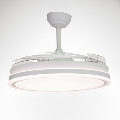 Ceiling fan DC ASGARD XL white, 4 retractable blades, 80W LED 3000|4000|6000K, H.35/45xD.132/60cm