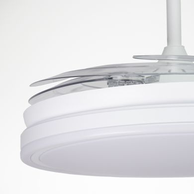 Ceiling fan DC ASGARD XL white, 4 retractable blades, 80W LED 3000|4000|6000K, H.35/45xD.132/60cm