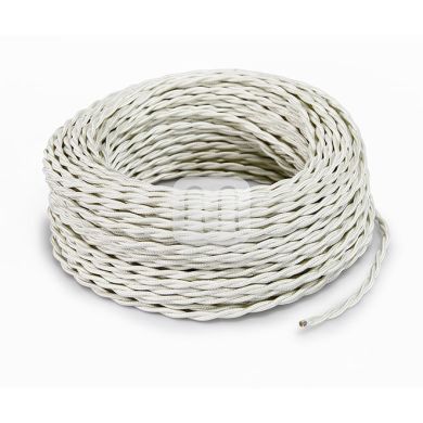 Twisted fabric covered electrical cable H05V2-K FRRTX 2x0,75 D.5.8mm ivory