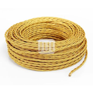 Twisted fabric covered electrical cable H05V2-K FRRTX 2x0,75 D.5.8mm gold
