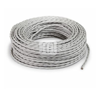 Cabo elétrico torcido revestido a tecido H05V2-K FRRTX 3x0,75mm2 D.6.4mm, em prata