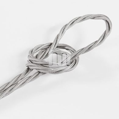 Cabo elétrico torcido revestido a tecido H05V2-K FRRTX 3x0,75mm2 D.6.4mm, em prata